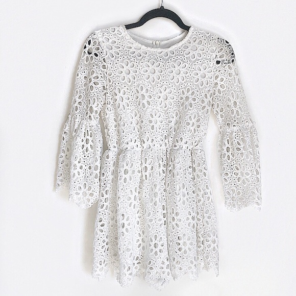 Missguided Other - White Lace Frill Bell Sleeve Romper!